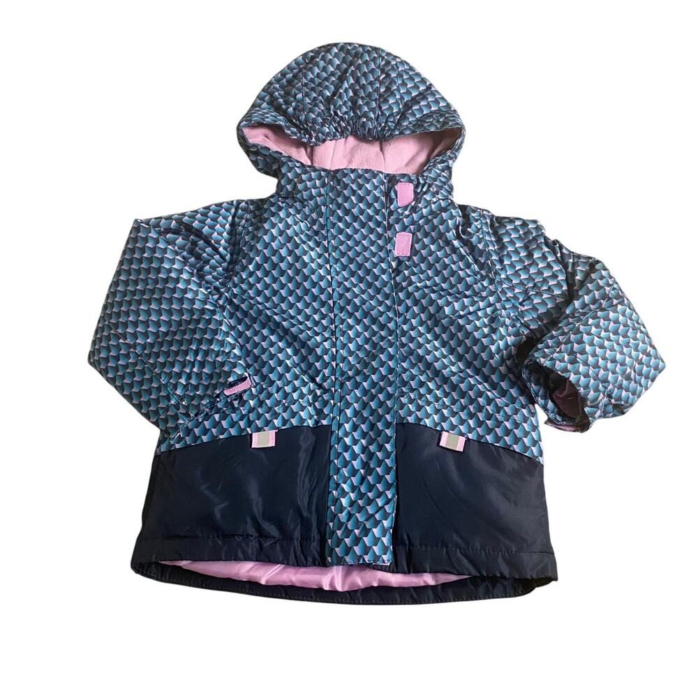 Lilly &‎ Dan teal blue purple fleece lined hooded toddler winter coat SIZE 2T